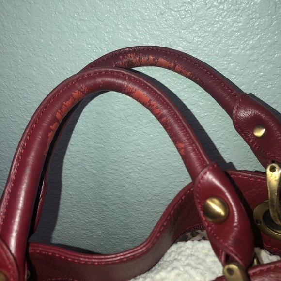Fenn, Wright Manson -red Pebbled Leather Tote Bag with crossbody strap - Picture 9 of 13